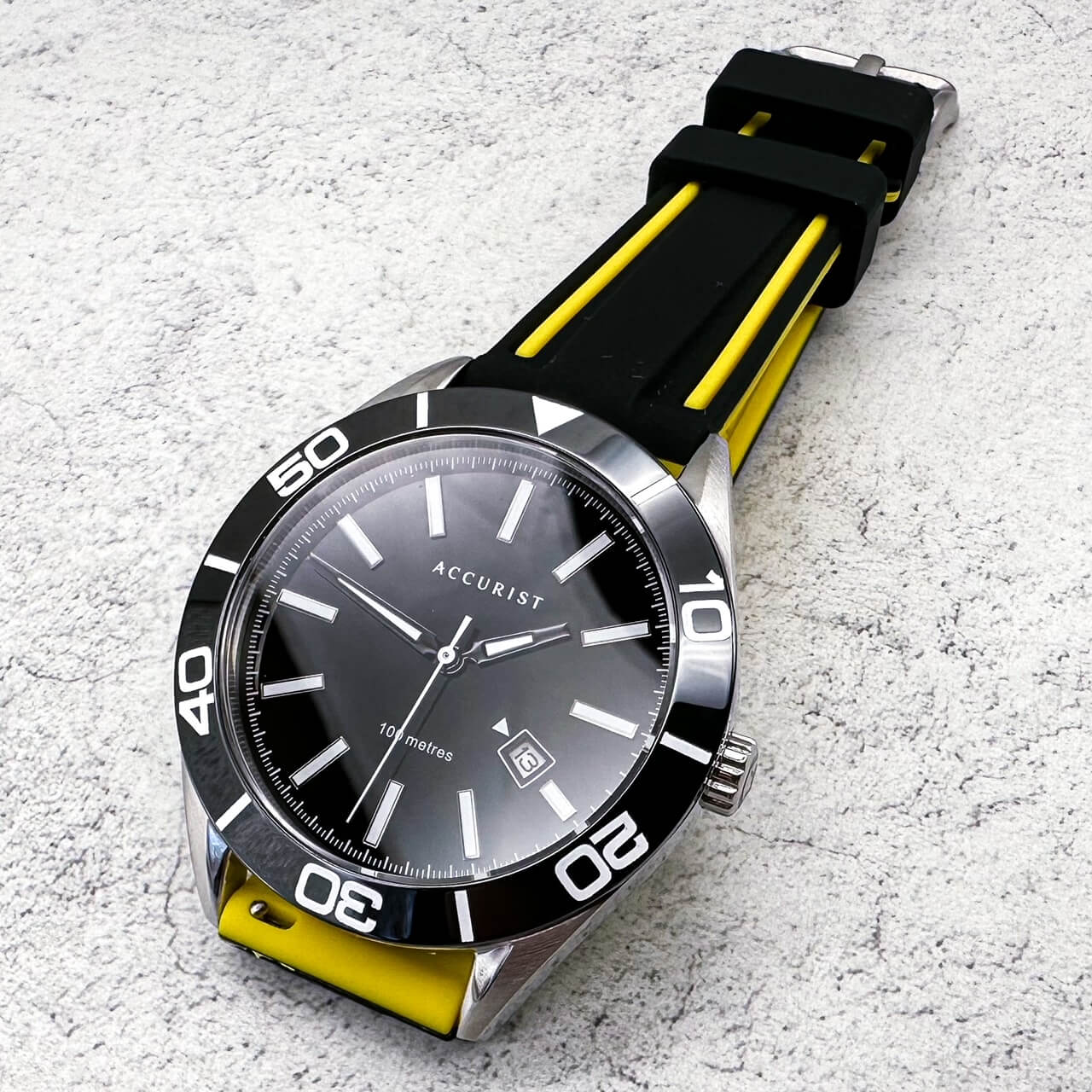 Soft Silicone Dive Watch Strap Two Tone Black Yellow 4