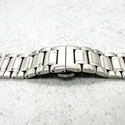 Solid Stainless Steel Divers Oyster Style 3 Link Straight End Metal Watch Strap With Butterfly Clasp 2