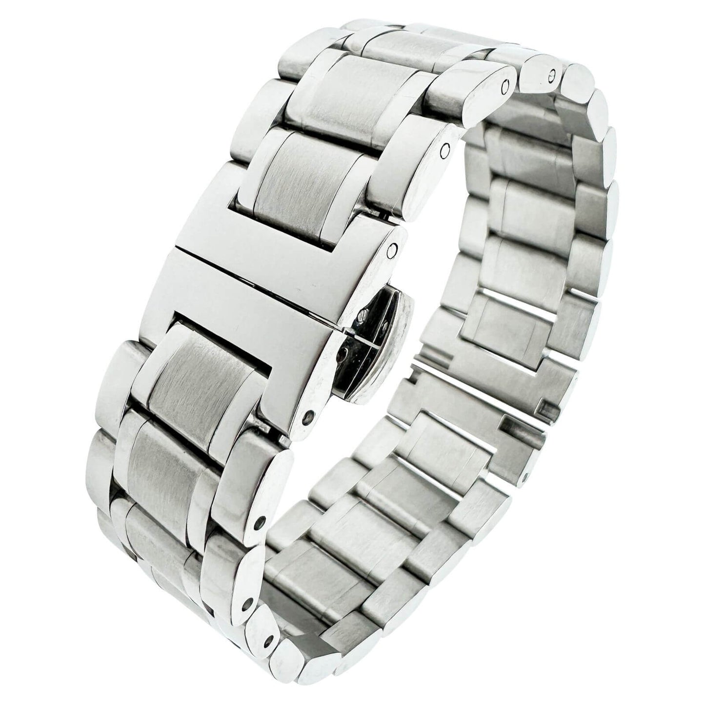 Solid Stainless Steel Divers Oyster Style 3 Link Straight End Metal Watch Strap With Butterfly Clasp From The Thrifty Gentleman