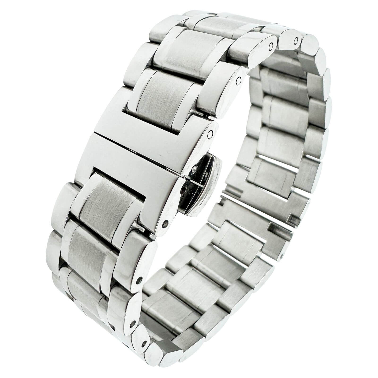 Solid Stainless Steel Divers Oyster Style 3 Link Straight End Metal Watch Strap With Butterfly Clasp From The Thrifty Gentleman