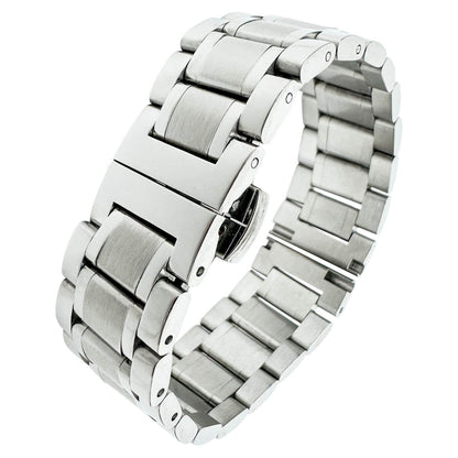 Solid Stainless Steel Divers Oyster Style 3 Link Straight End Metal Watch Strap With Butterfly Clasp From The Thrifty Gentleman