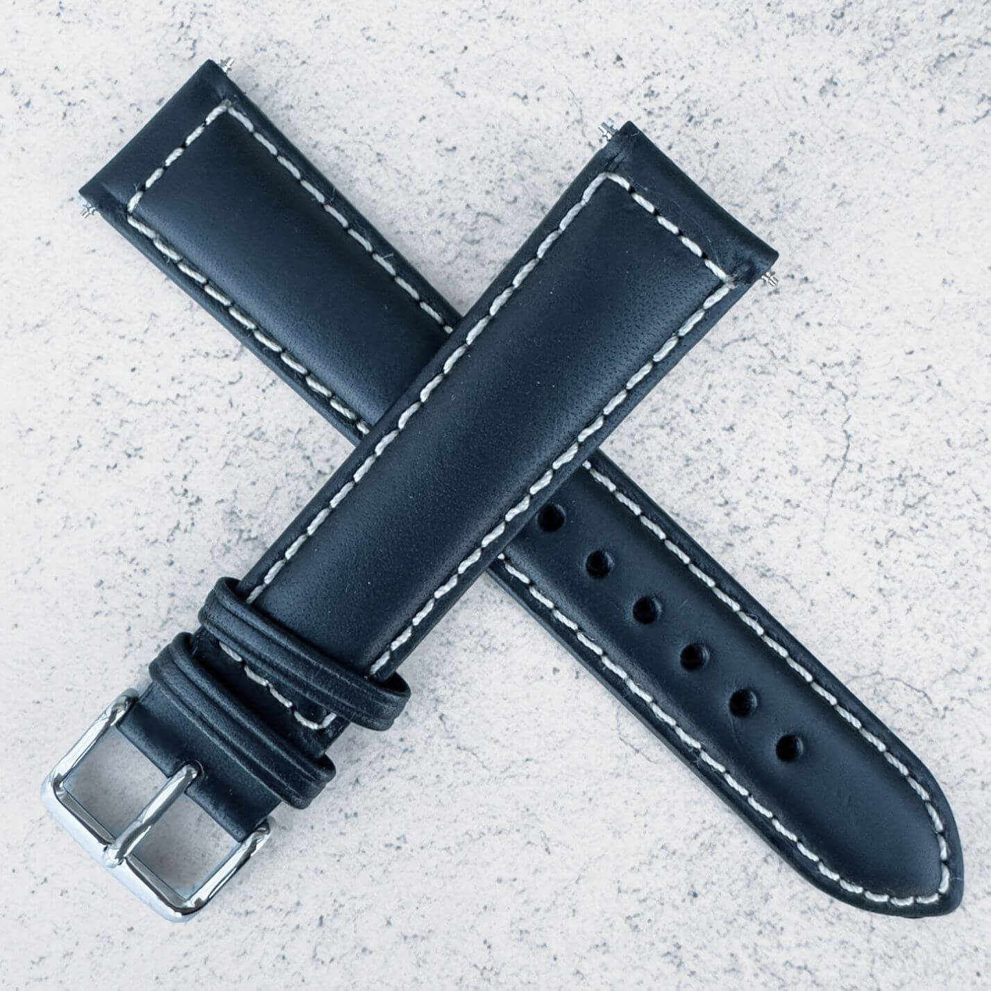 Sorrento Luxury Genuine Leather Oiled Watch Strap Black 4