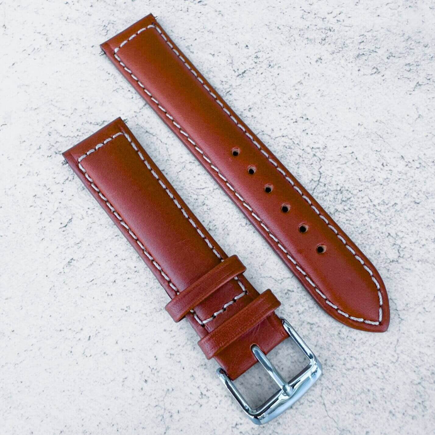 Sorrento Luxury Genuine Leather Oiled Watch Strap Chestnut Brown 2