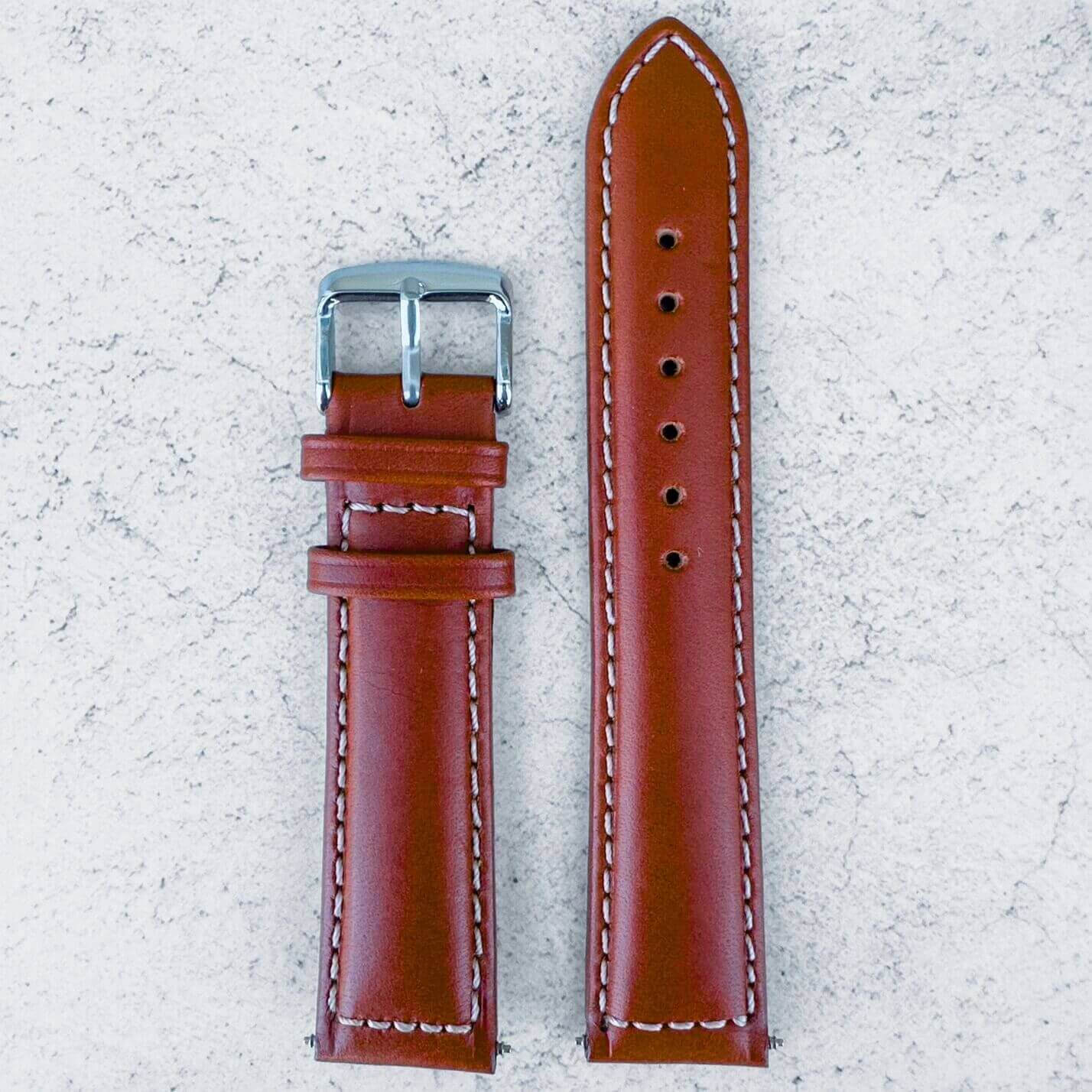 Sorrento Luxury Genuine Leather Oiled Watch Strap Chestnut Brown 5