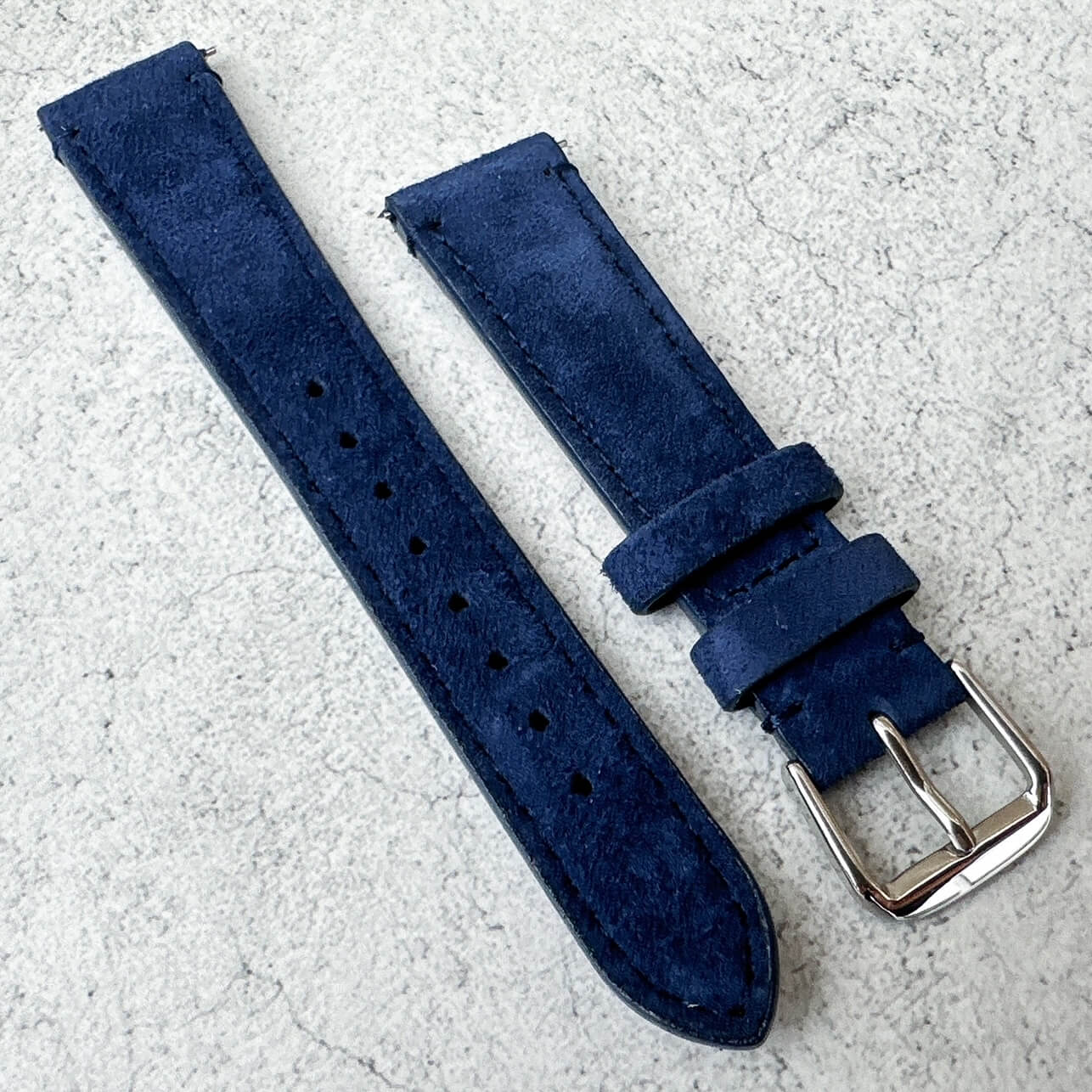 Suede Leather Quick Release Watch Strap Blue 4