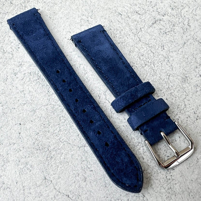 Suede Leather Quick Release Watch Strap Blue 4