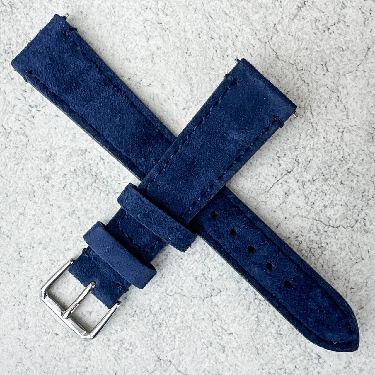 Suede Leather Quick Release Watch Strap Blue 6