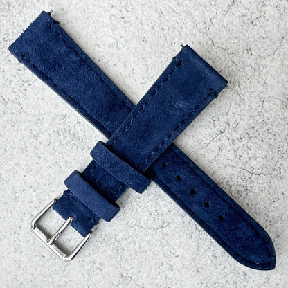 Suede Leather Quick Release Watch Strap Blue 6