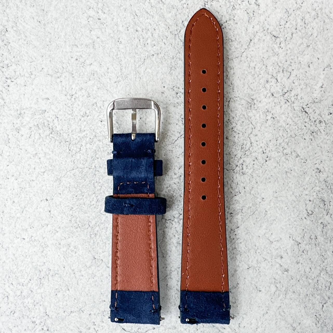 Suede Leather Quick Release Watch Strap Blue 3