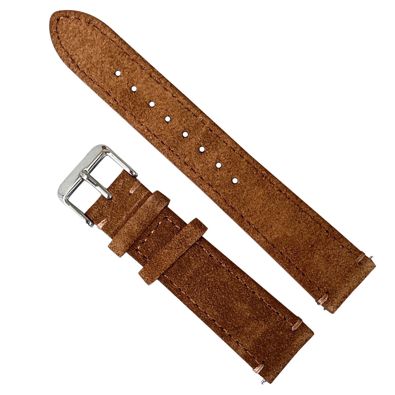 Suede Leather Watch Strap Quick Release Band Golden Brown 1