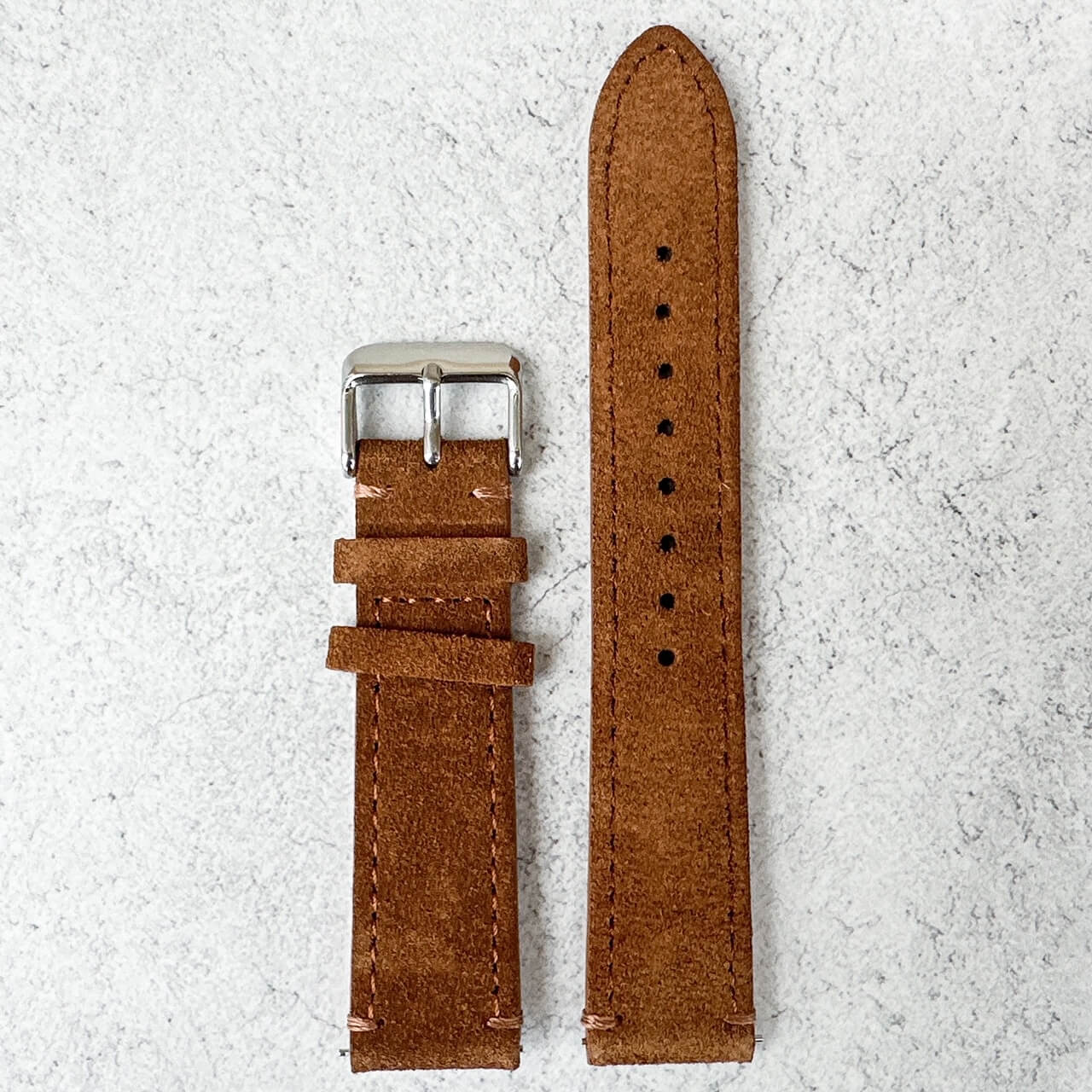 Suede Leather Watch Strap Quick Release Band Golden Brown 2