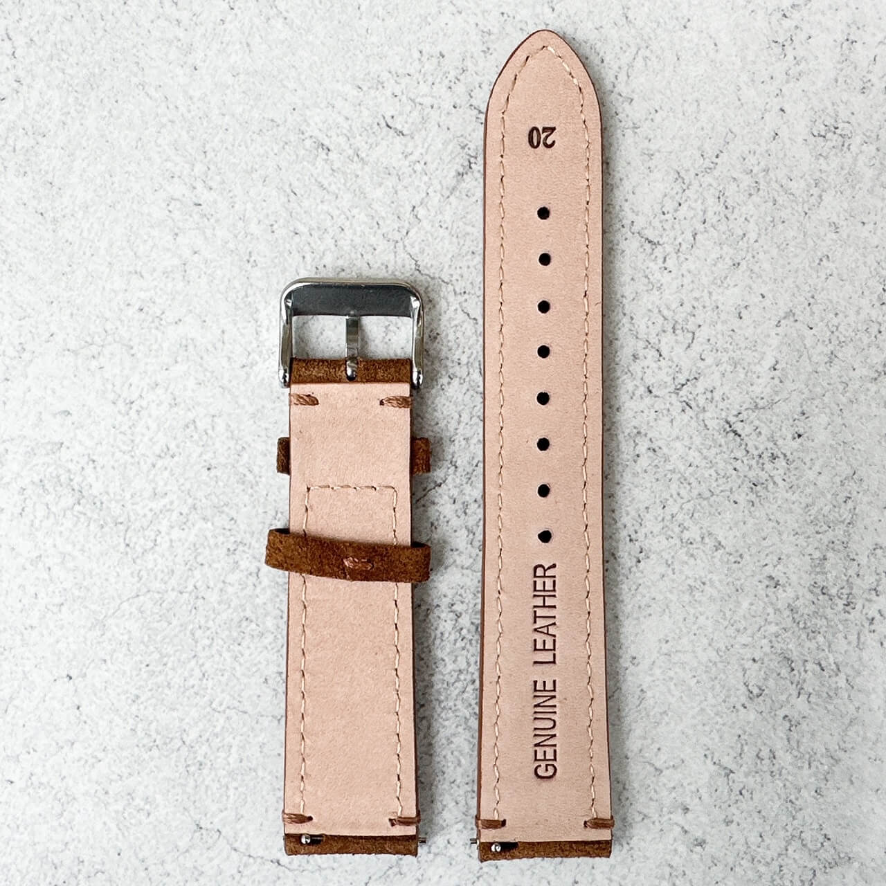 Suede Leather Watch Strap Quick Release Band Golden Brown 3