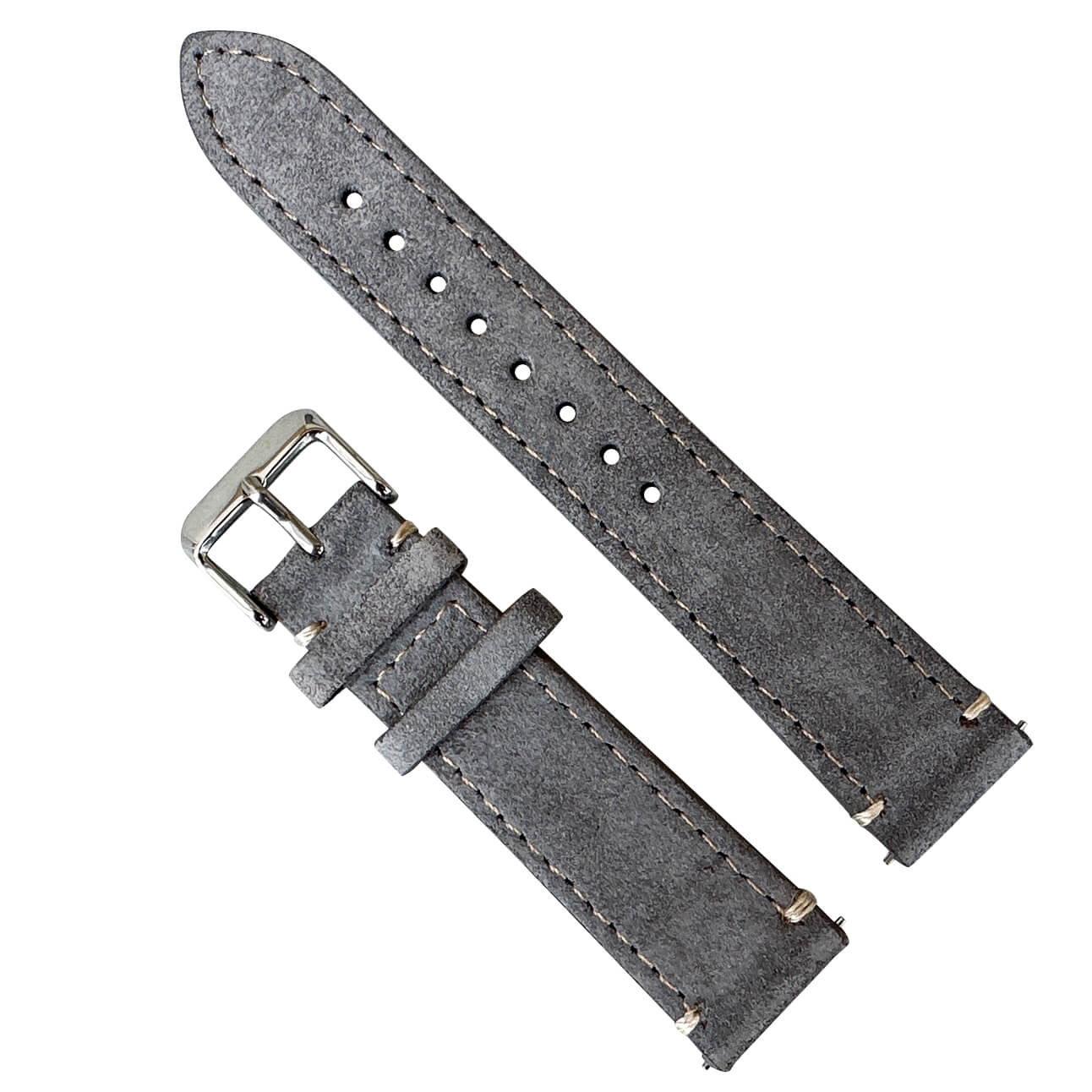 Suede Leather Watch Strap Quick Release Band Grey 1