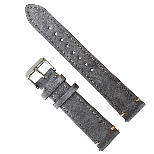 Suede Leather Watch Strap Quick Release Band Grey 1