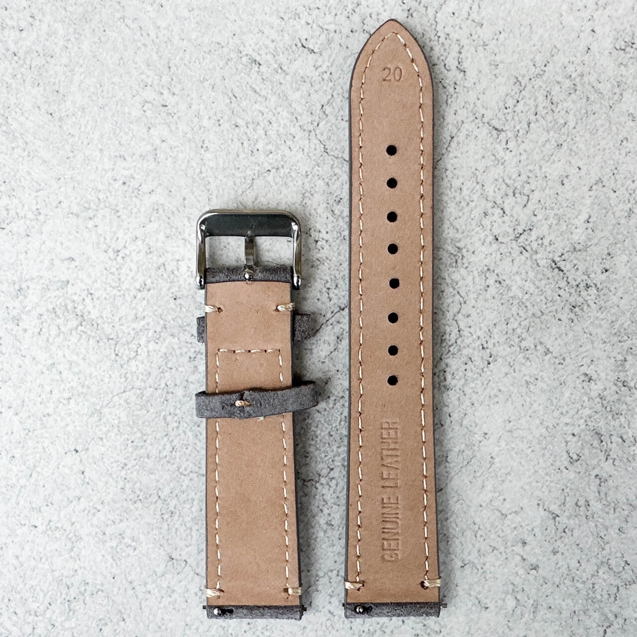 Suede Leather Watch Strap Quick Release Band Grey 3