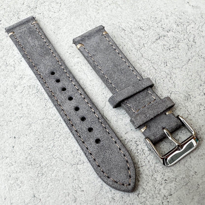 Suede Leather Watch Strap Quick Release Band Grey 4