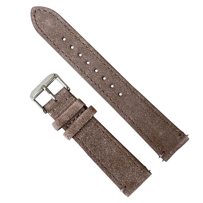 Suede Leather Watch Strap Quick Release Band Khaki Grey 1