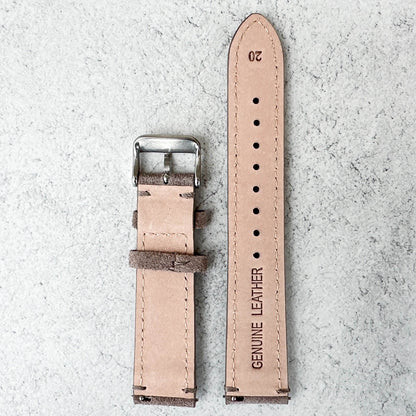 Suede Leather Watch Strap Quick Release Band Khaki Grey 3