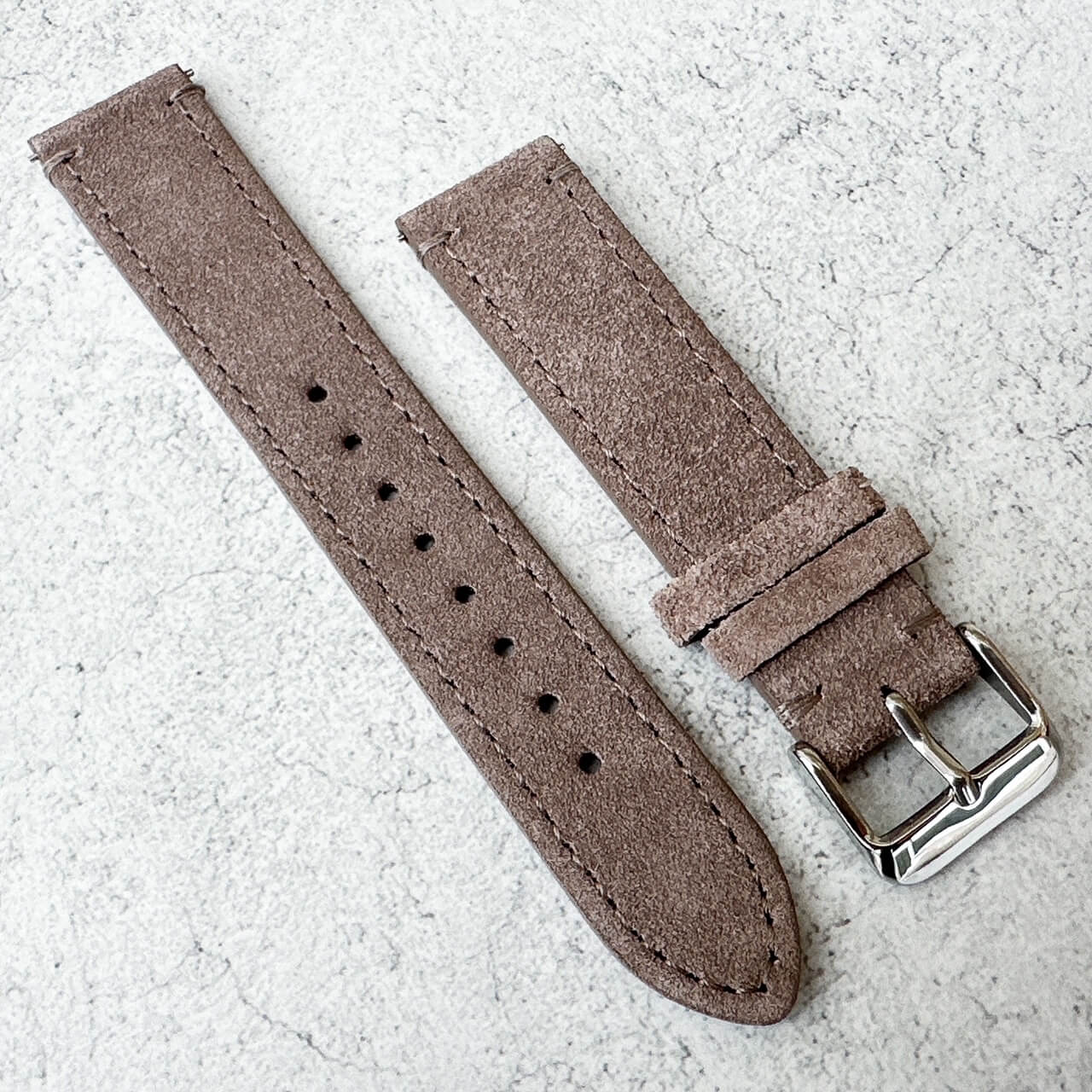 Suede Leather Watch Strap Quick Release Band Khaki Grey 4