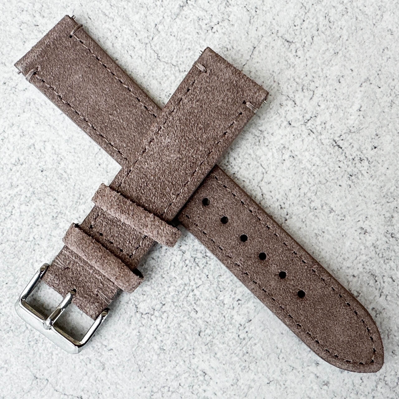 Suede Leather Watch Strap Quick Release Band Khaki Grey 6