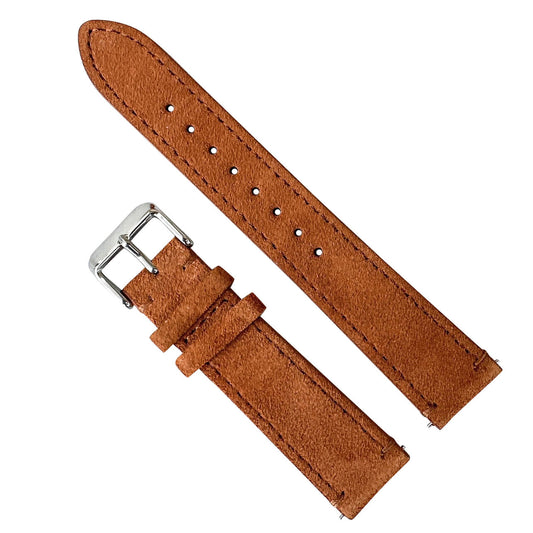 Suede Leather Watch Strap Quick Release Band Orange Brown 1