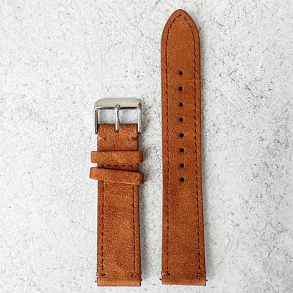 Suede Leather Watch Strap Quick Release Band Orange Brown 2