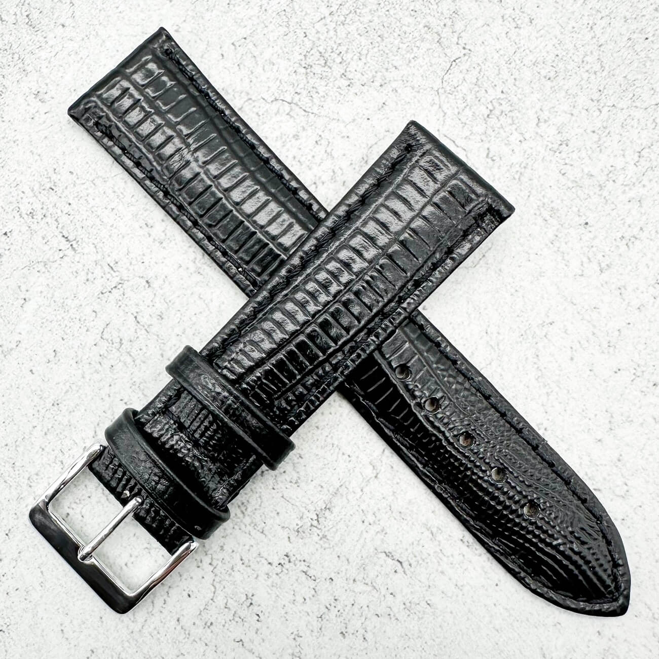 Tejus Lizard Grain Embossed Leather Black 2