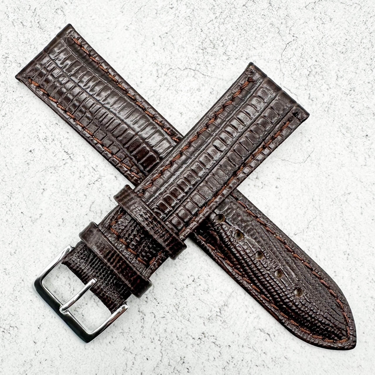 Tejus Lizard Grain Embossed Leather Dark Brown 2