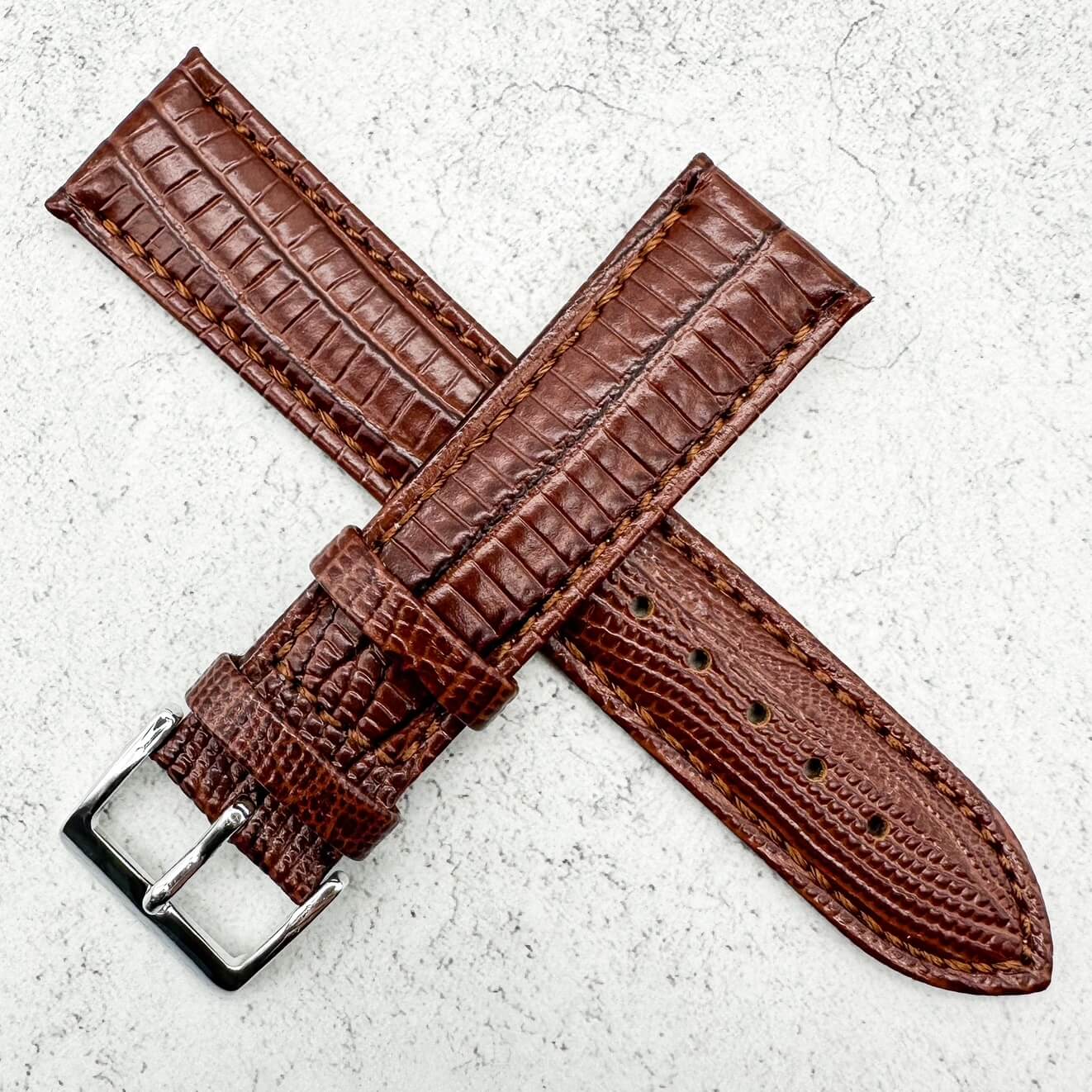 Tejus Lizard Grain Embossed Leather Red Brown 2