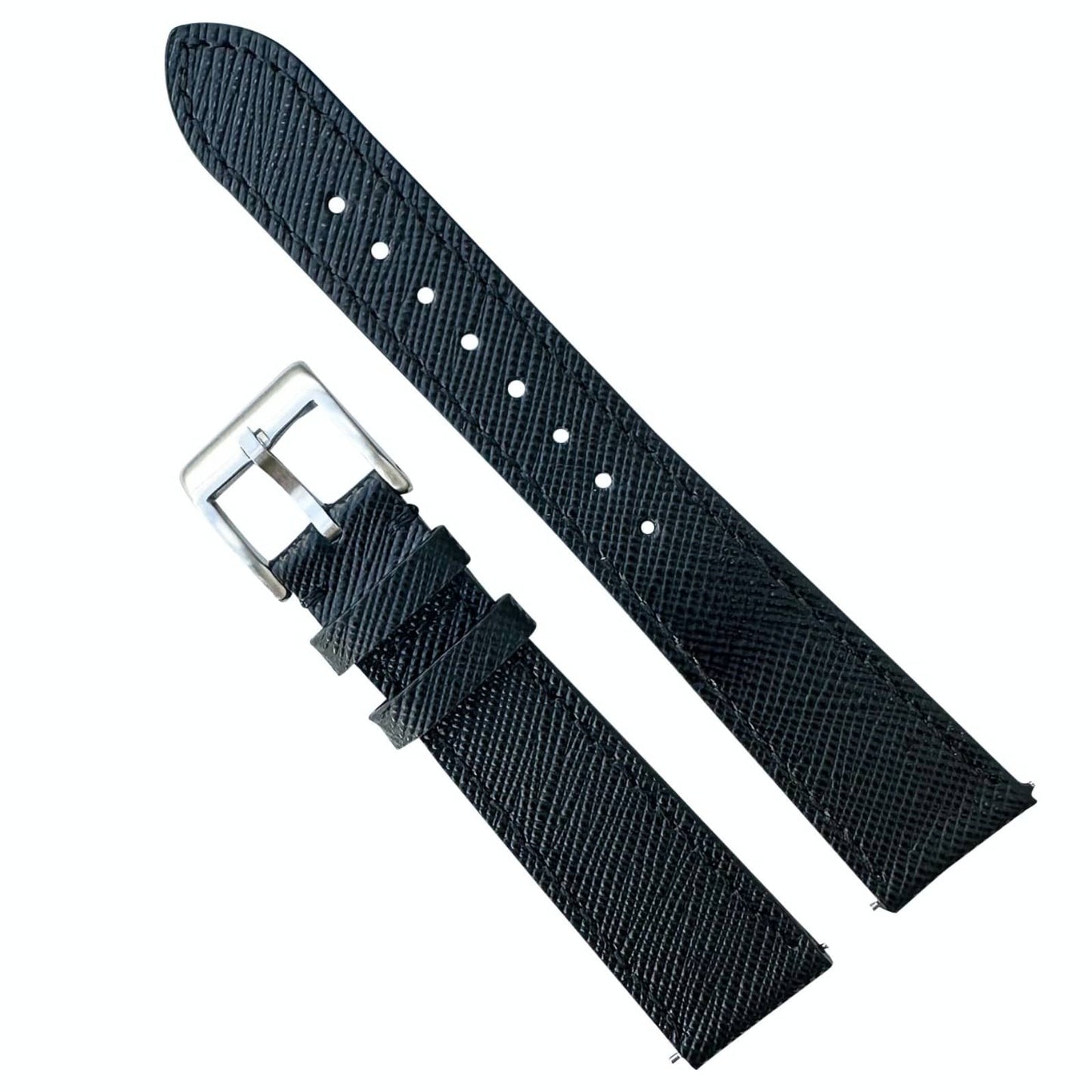 Top Grain Quick Release Genuine Leather Watch Strap Black 1