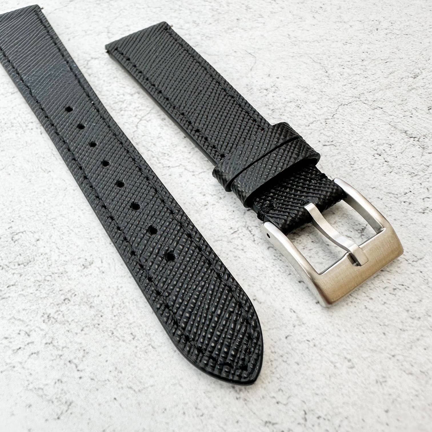 Top Grain Quick Release Genuine Leather Watch Strap Black 4