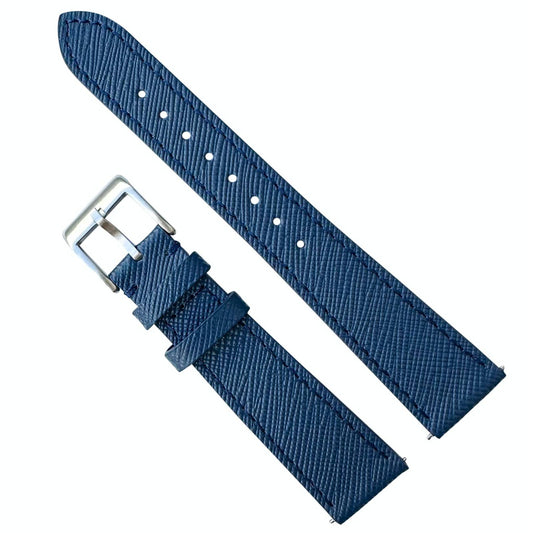 Top Grain Quick Release Genuine Leather Watch Strap Blue 1