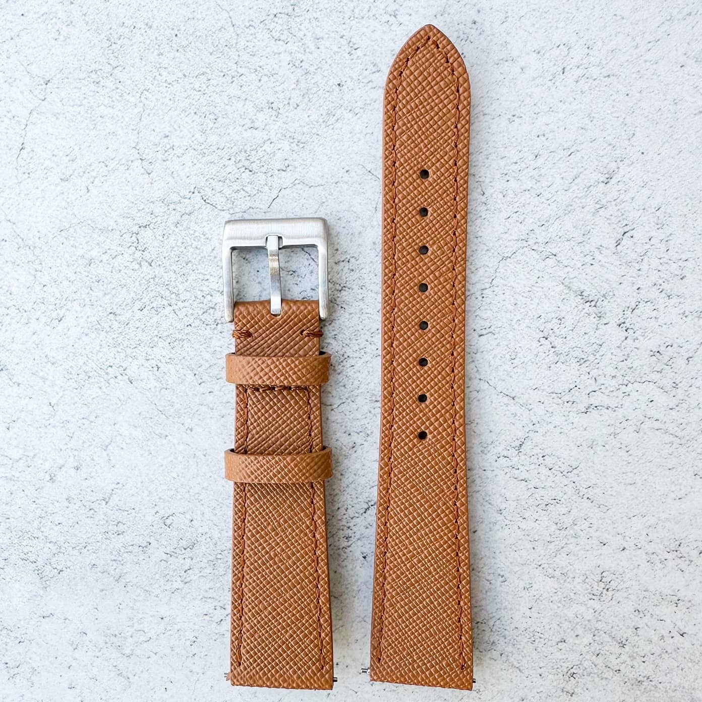 Top Grain Quick Release Genuine Leather Watch Strap Brown 2