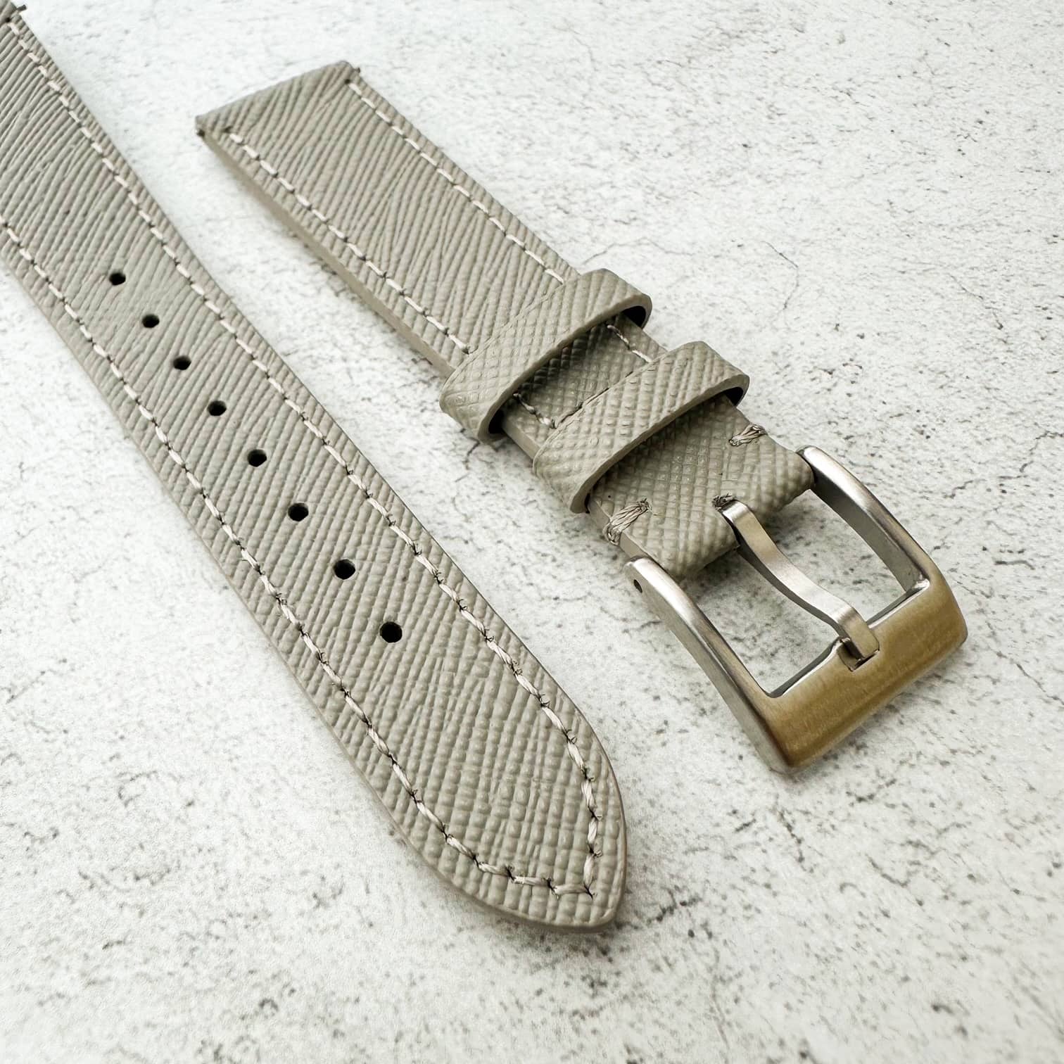 Top Grain Quick Release Genuine Leather Watch Strap Grey 4
