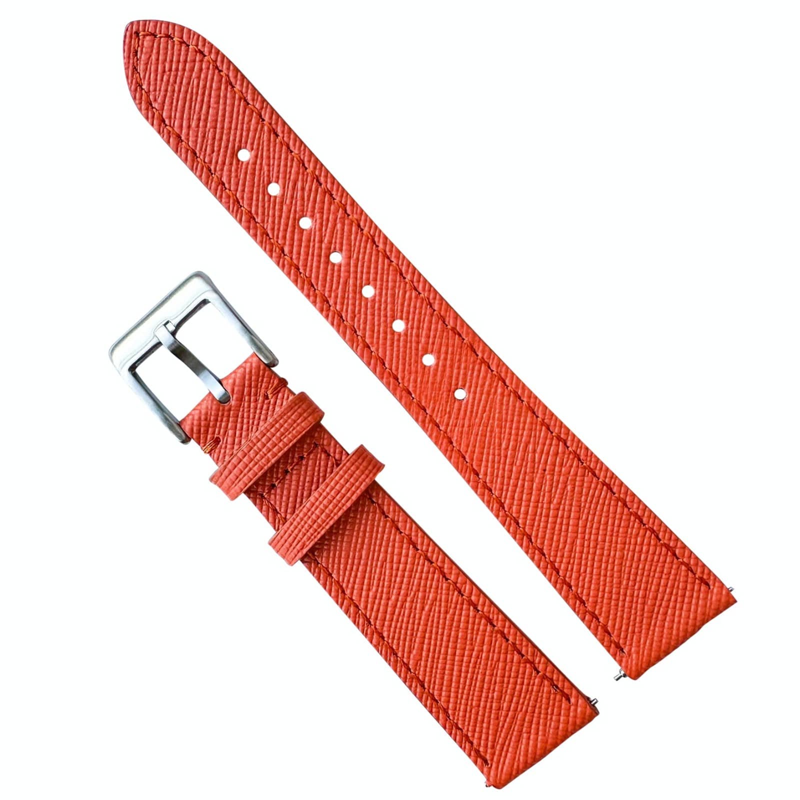 Top Grain Quick Release Genuine Leather Watch Strap Orange 1