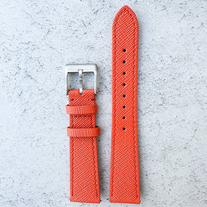 Top Grain Quick Release Genuine Leather Watch Strap Orange 2