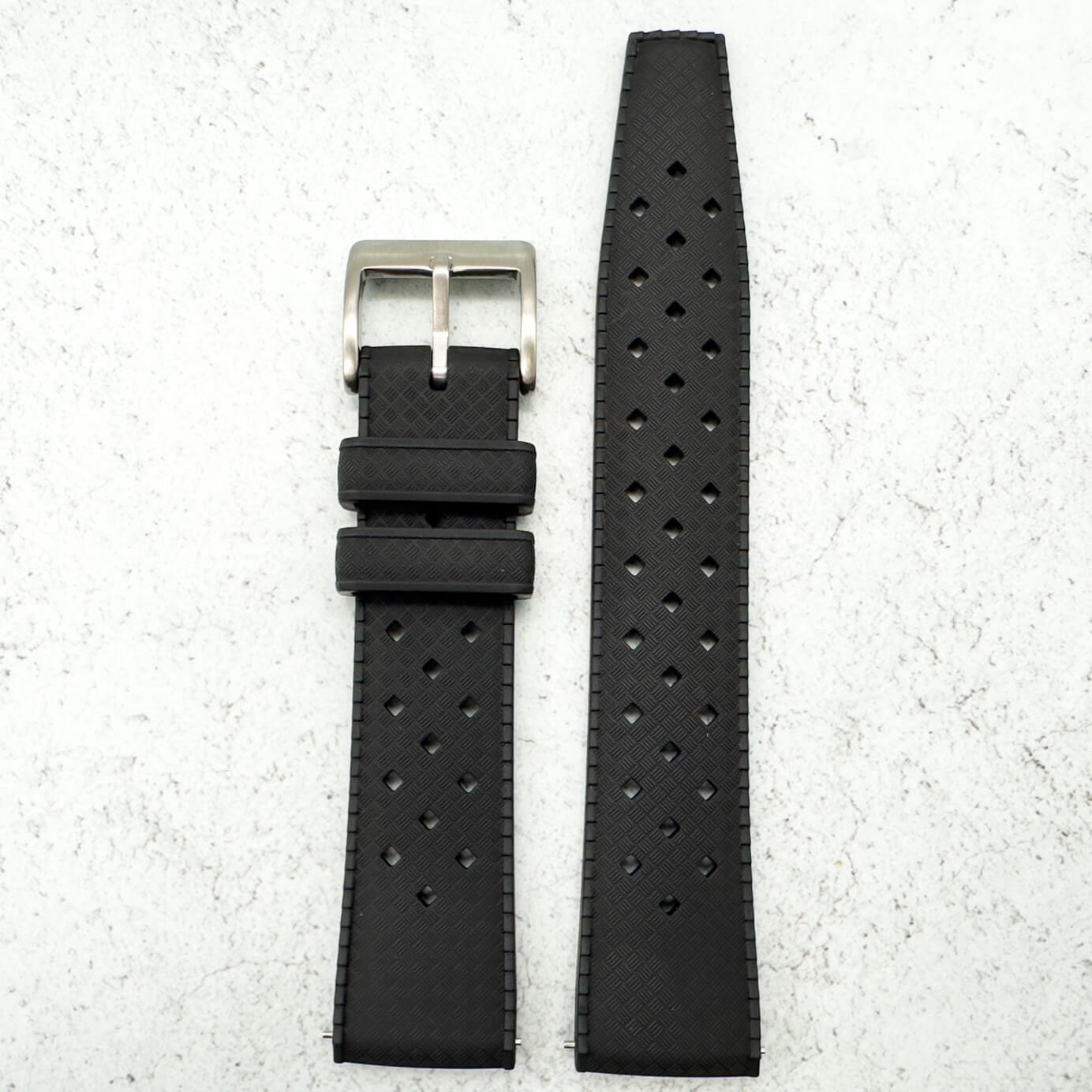 Tropical FKM Rubber Watch Strap Black 20 mm 22 mm 2