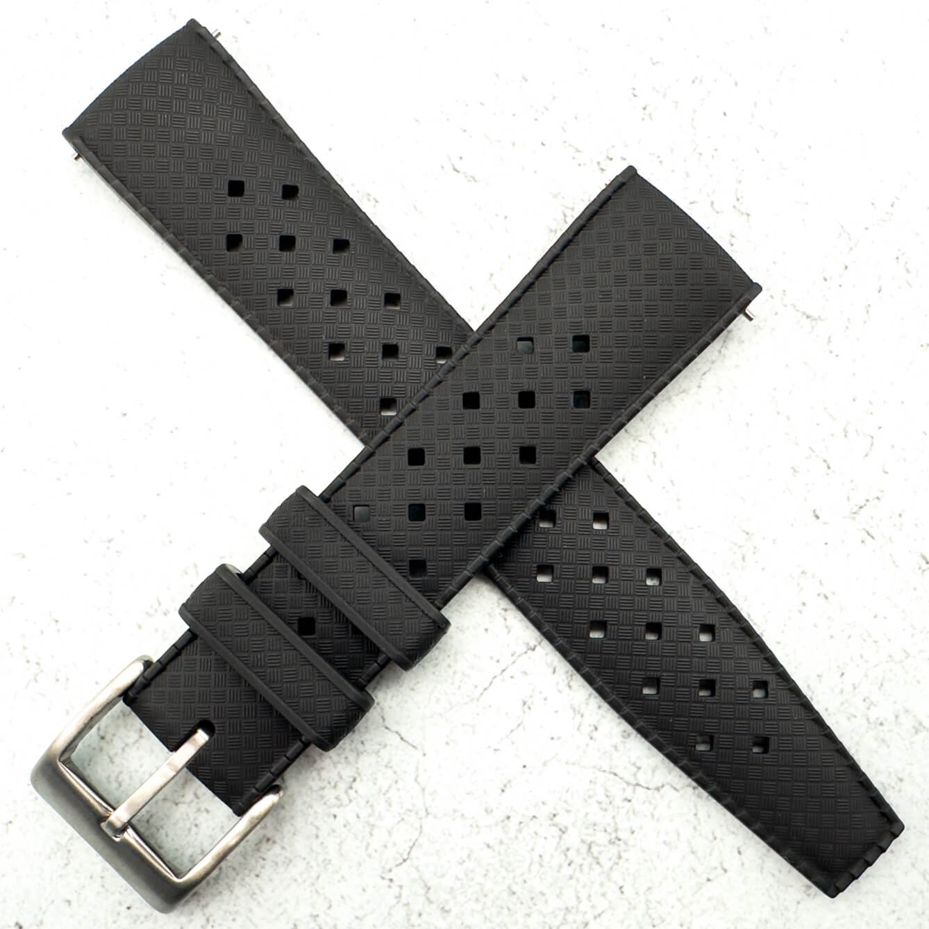 Tropical FKM Rubber Watch Strap Black 20 mm 22 mm 3