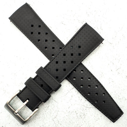 Tropical FKM Rubber Watch Strap Black 20 mm 22 mm 3