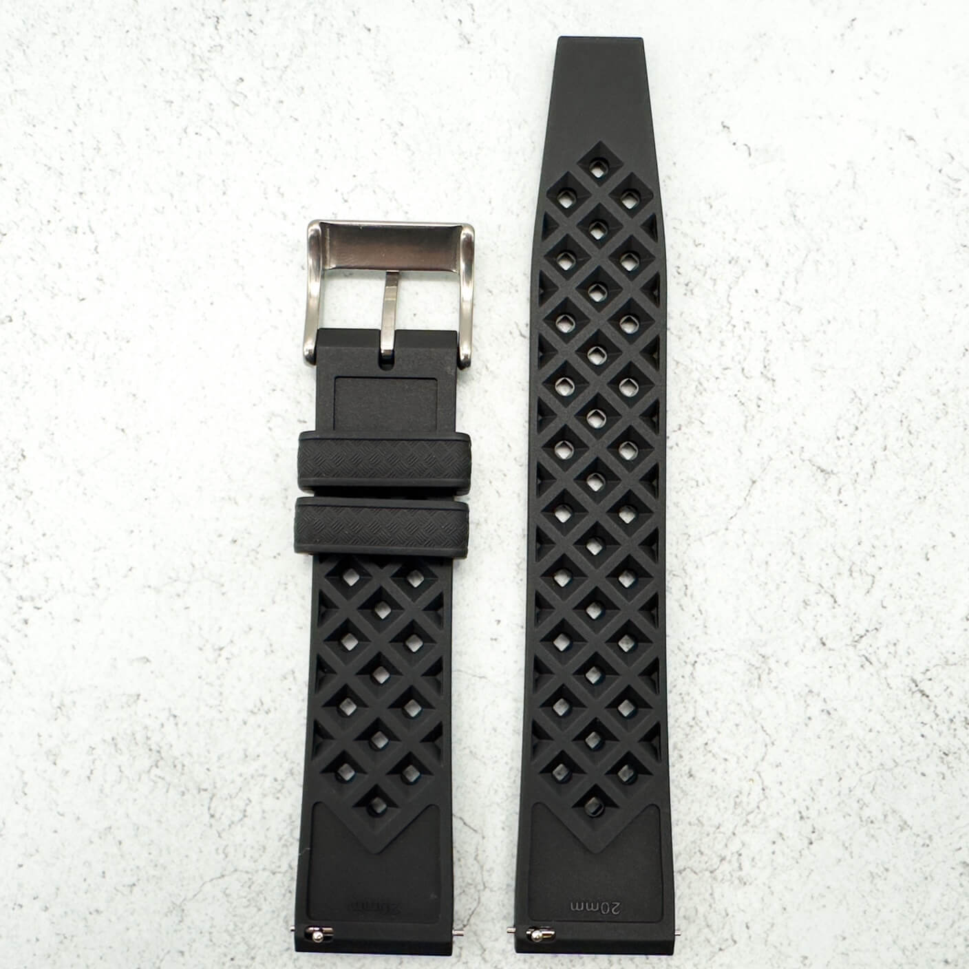 Tropical FKM Rubber Watch Strap Black 20 mm 22 mm 5