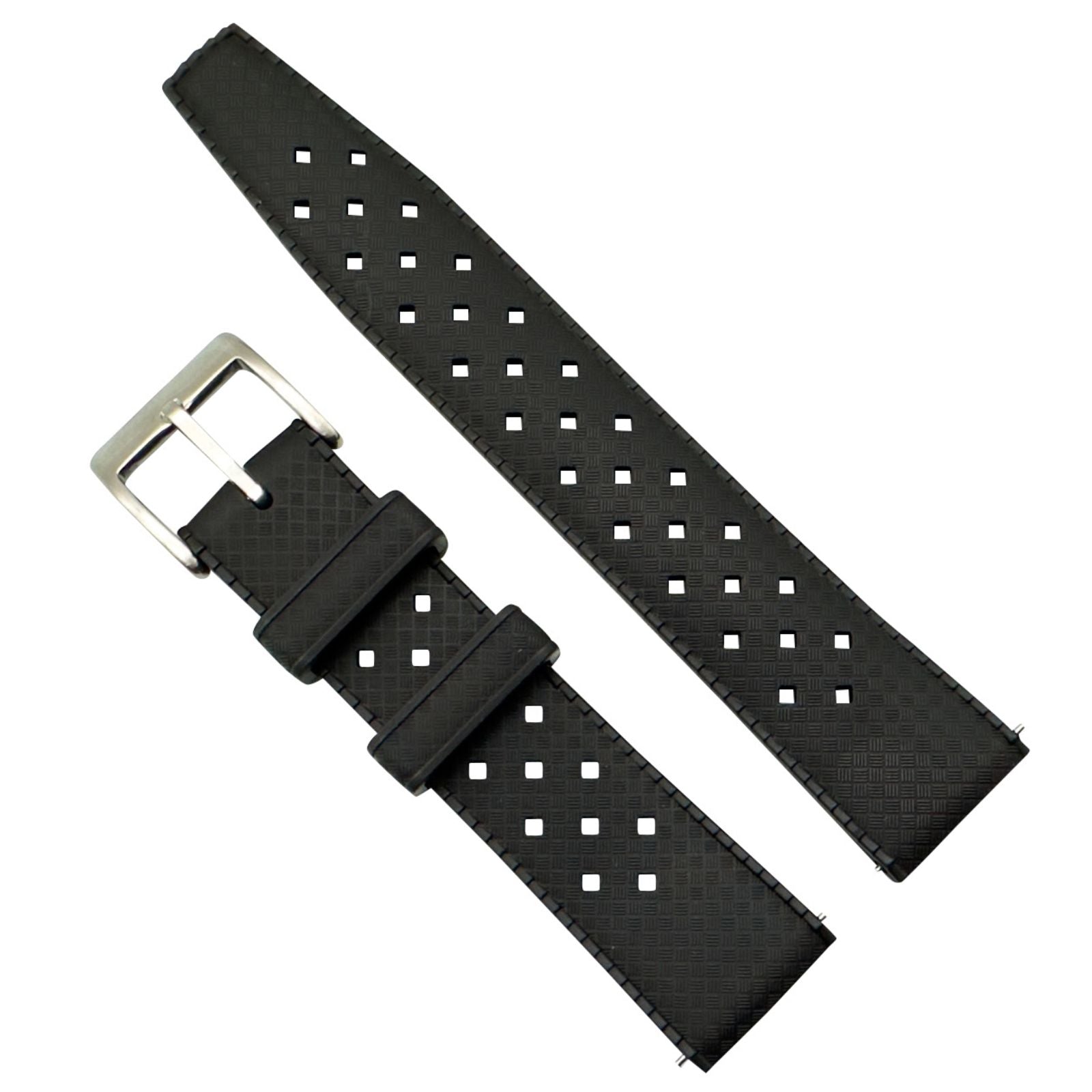 Tropical FKM Rubber Watch Strap Black 20mm 22mm- The Thrifty Gentleman