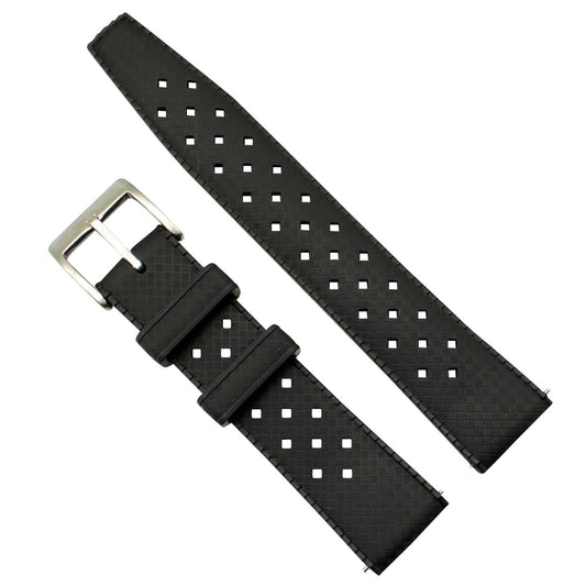 Tropical FKM Rubber Watch Strap Black 20mm 22mm- The Thrifty Gentleman