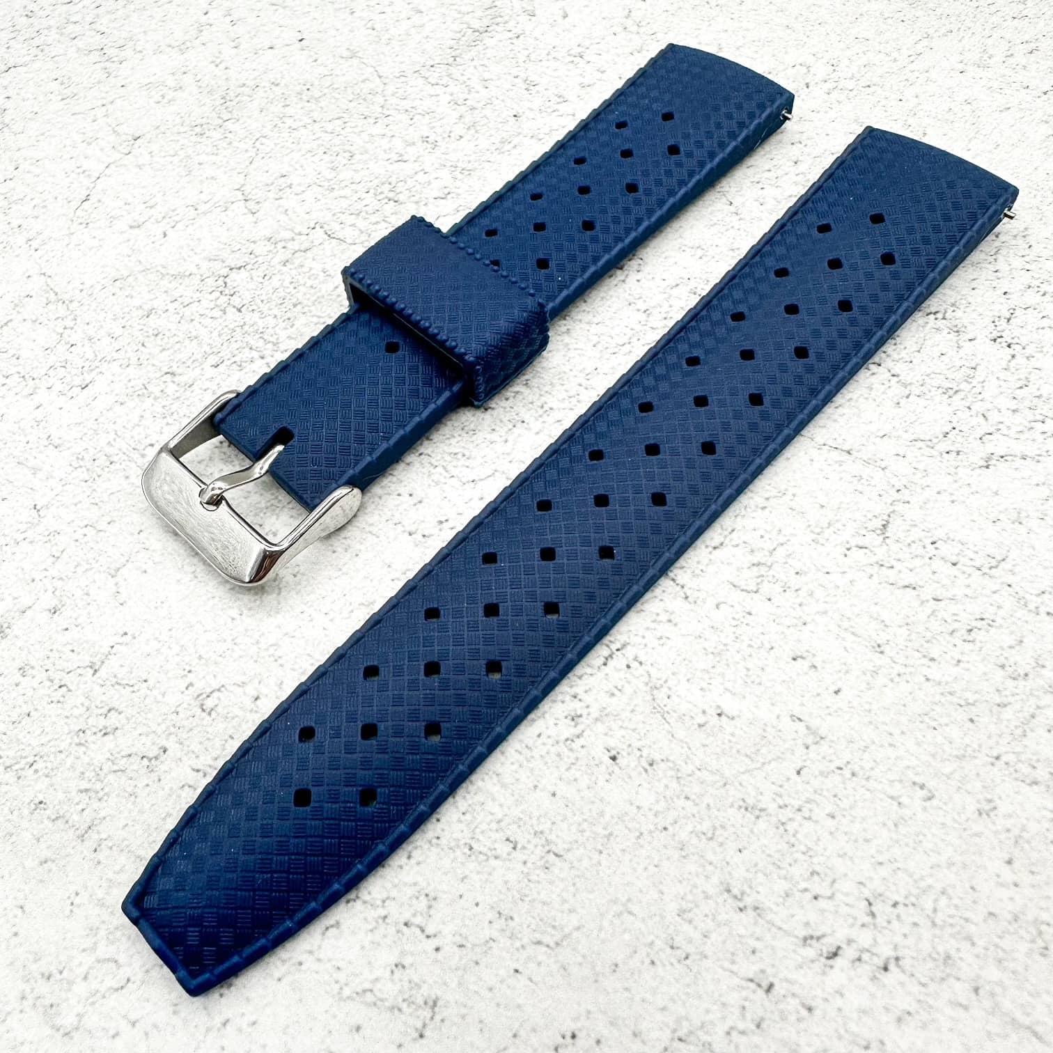 Tropical Soft Silicone Quick Release Watch Strap Navy Blue 2