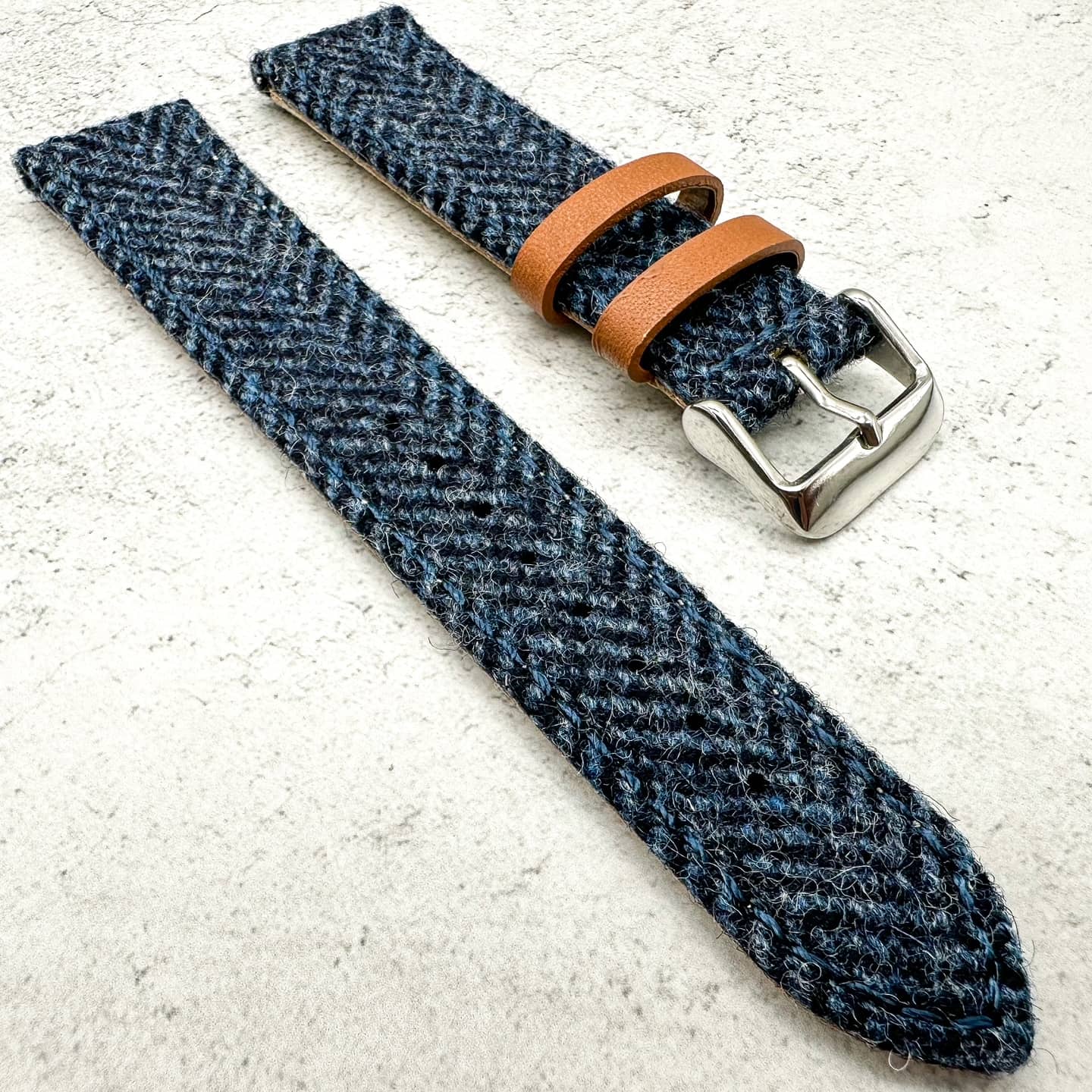 Tweed Herringbone Watch Strap Blue 2