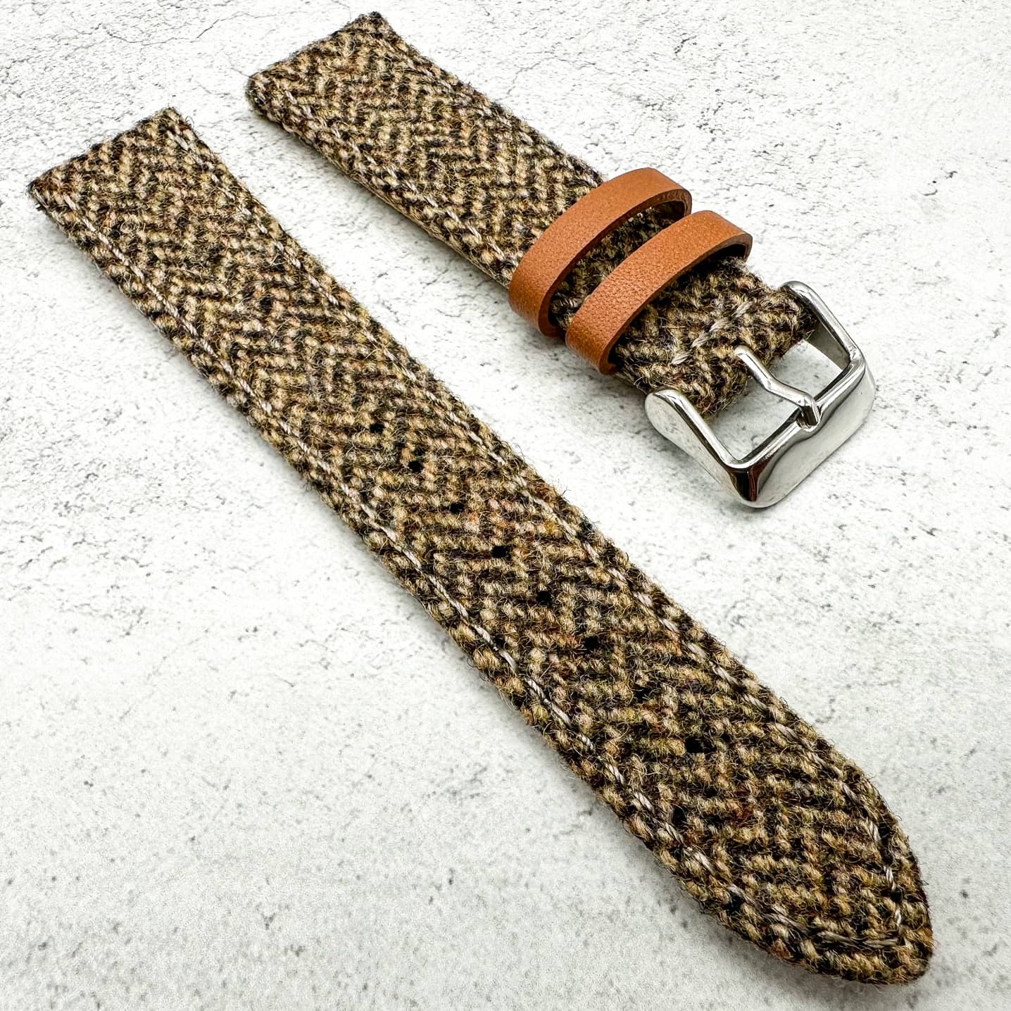 Tweed Herringbone Watch Strap Khaki 2