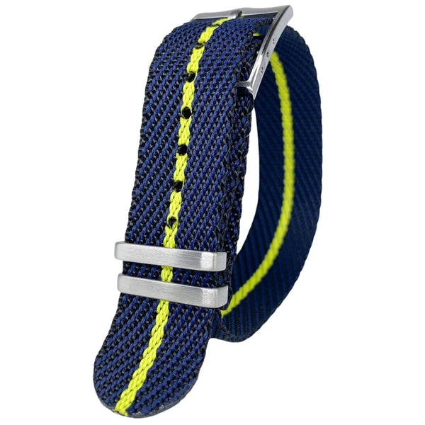 Twill Woven Nylon Single Pass Watch Strap - Blue / Yellow – The Thrifty ...
