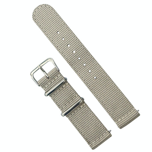 Two Piece NATO Watch Strap 18mm 20mm 22mm Beige The Thrifty Gentleman