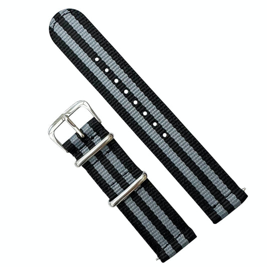 Two Piece NATO Watch Strap 18mm 20mm 22mm Black Grey Bond Spectre The Thrifty Gentleman