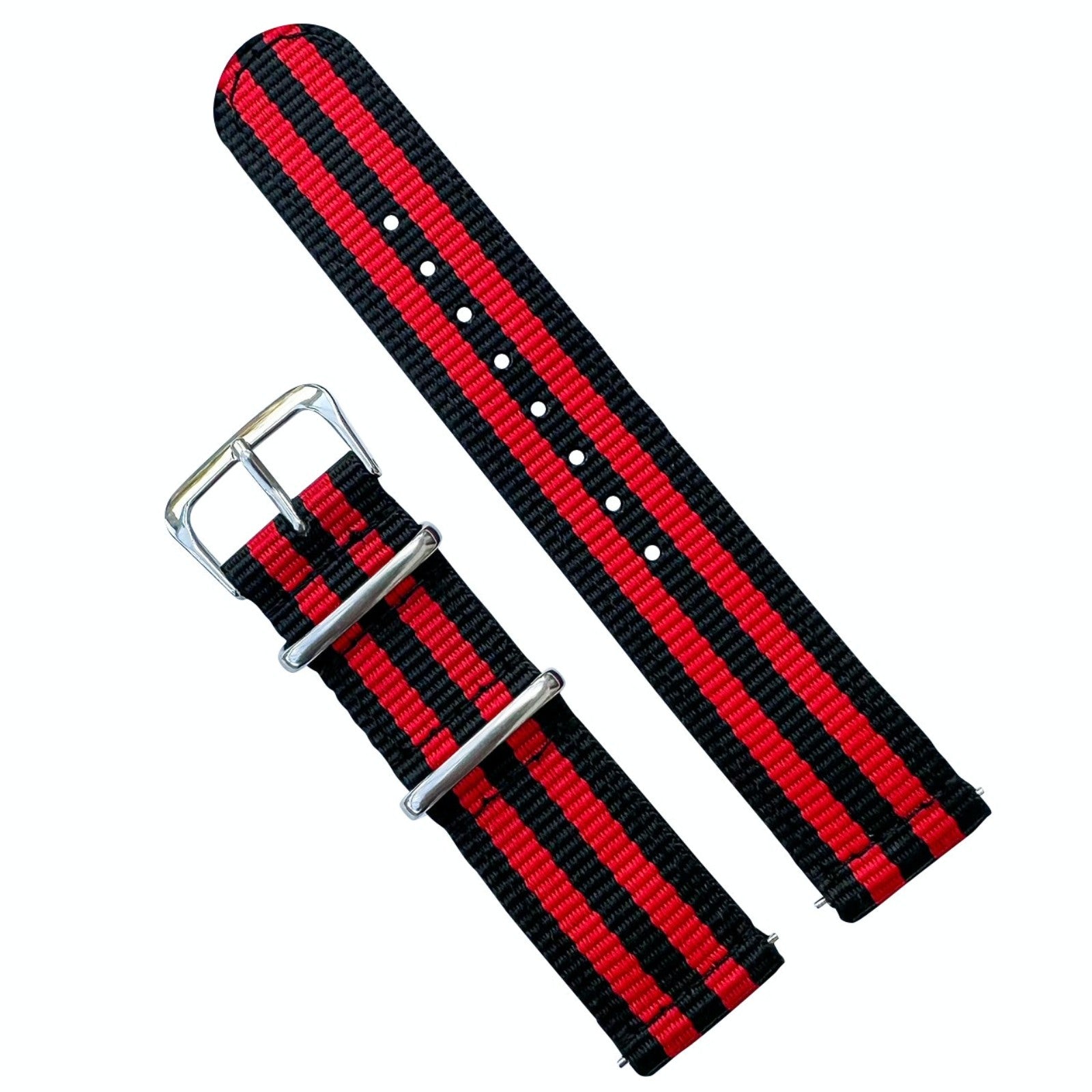 Two Piece NATO Watch Strap 18mm 20mm 22mm Black Red The Thrifty Gentleman