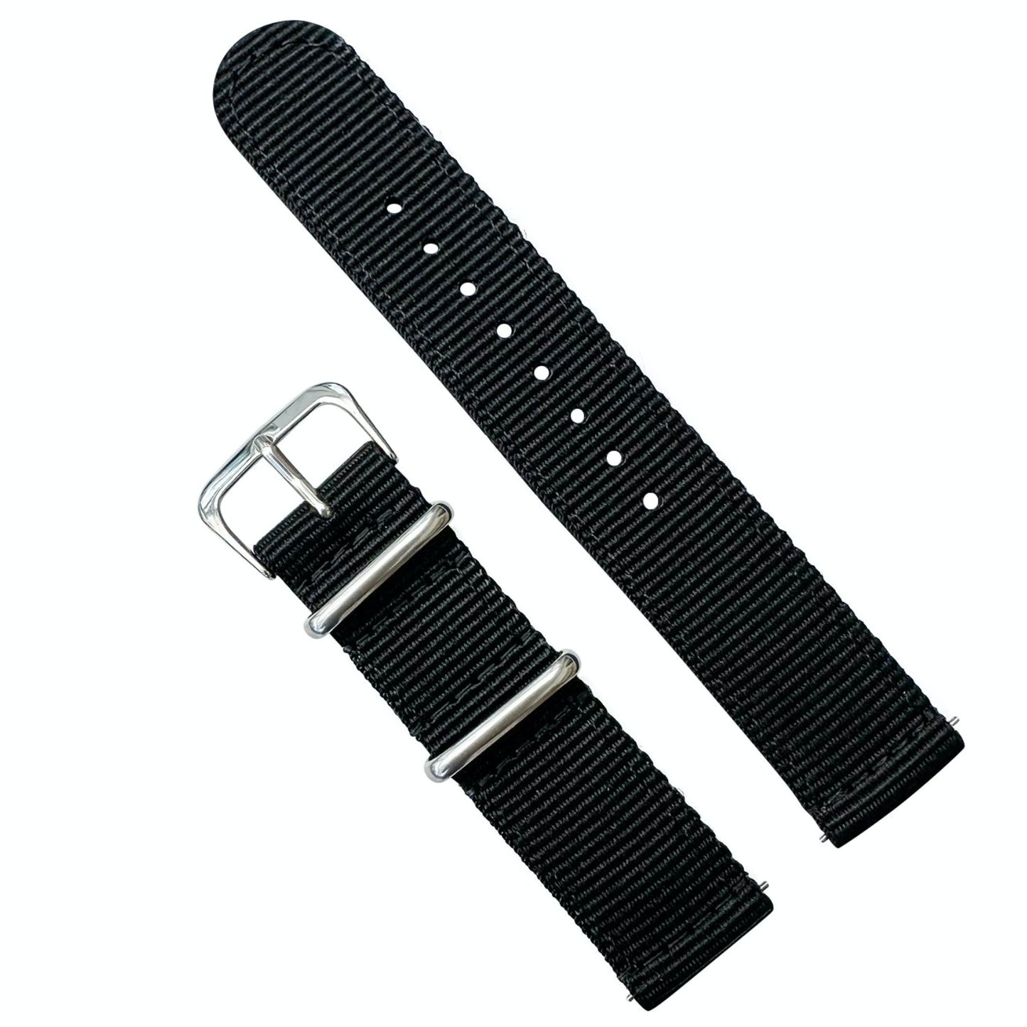 Two Piece NATO Watch Strap 18mm 20mm 22mm Black The Thrifty Gentleman